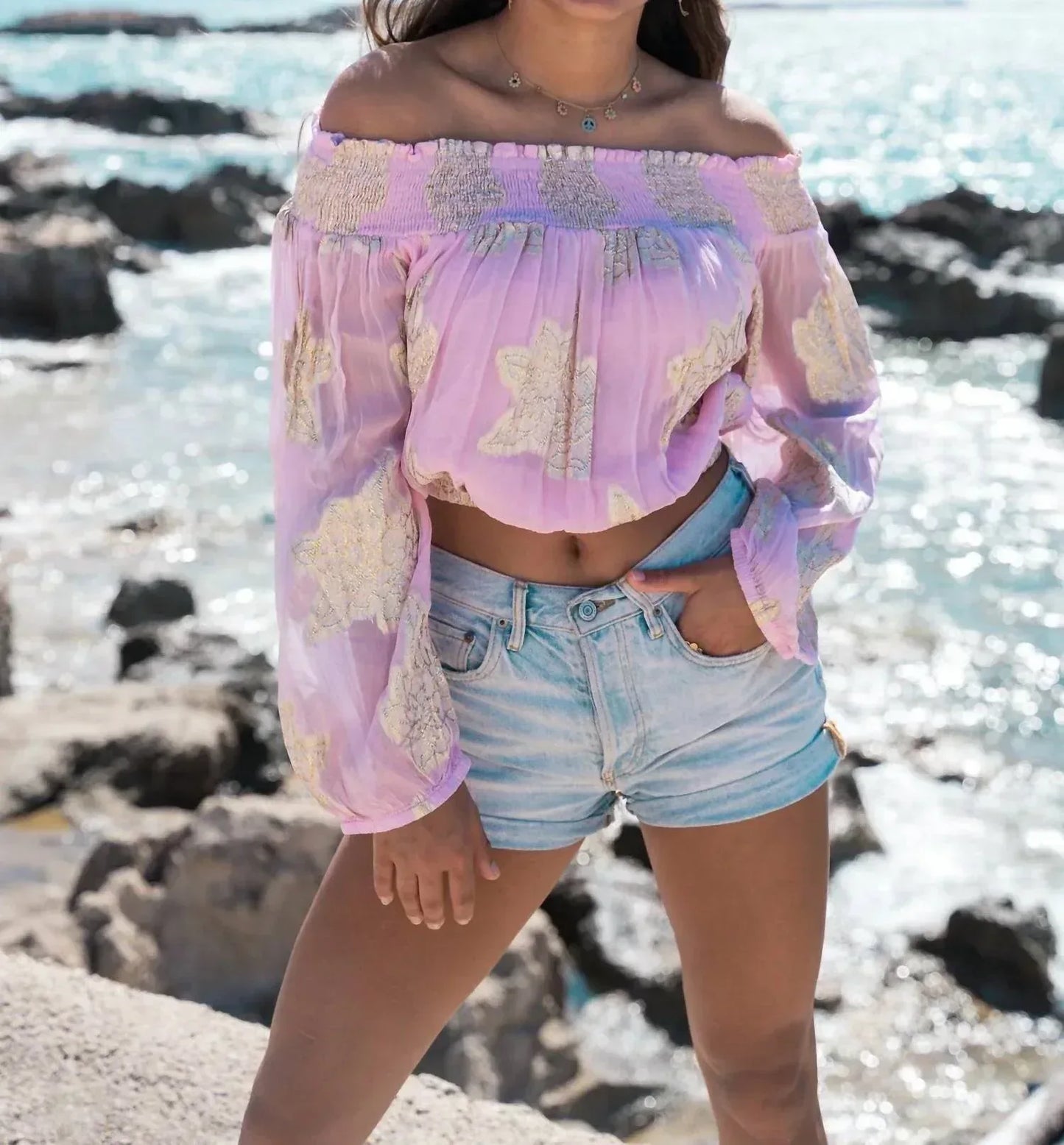 IBZ Mode - Women's Glimmer Off Shoulder Top - Rack Hunt