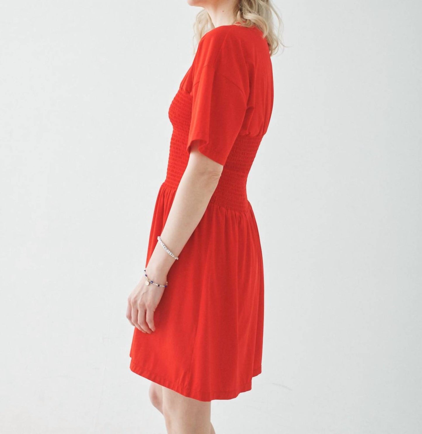 Shirred T-shirt Dress