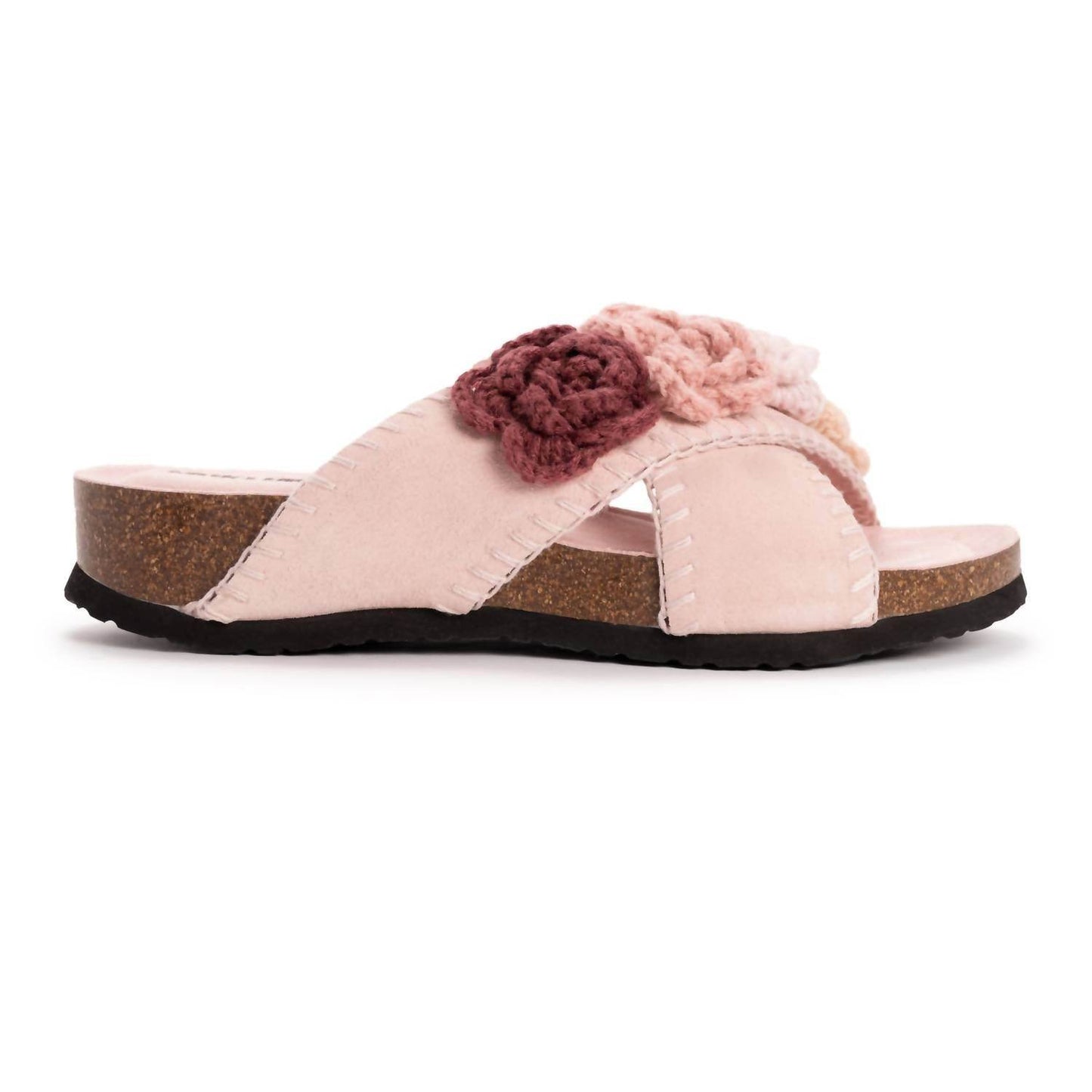 Muk Luks - Women's Penelope Crochet Floral Cross Strap Sandal Slide - Rack Hunt -