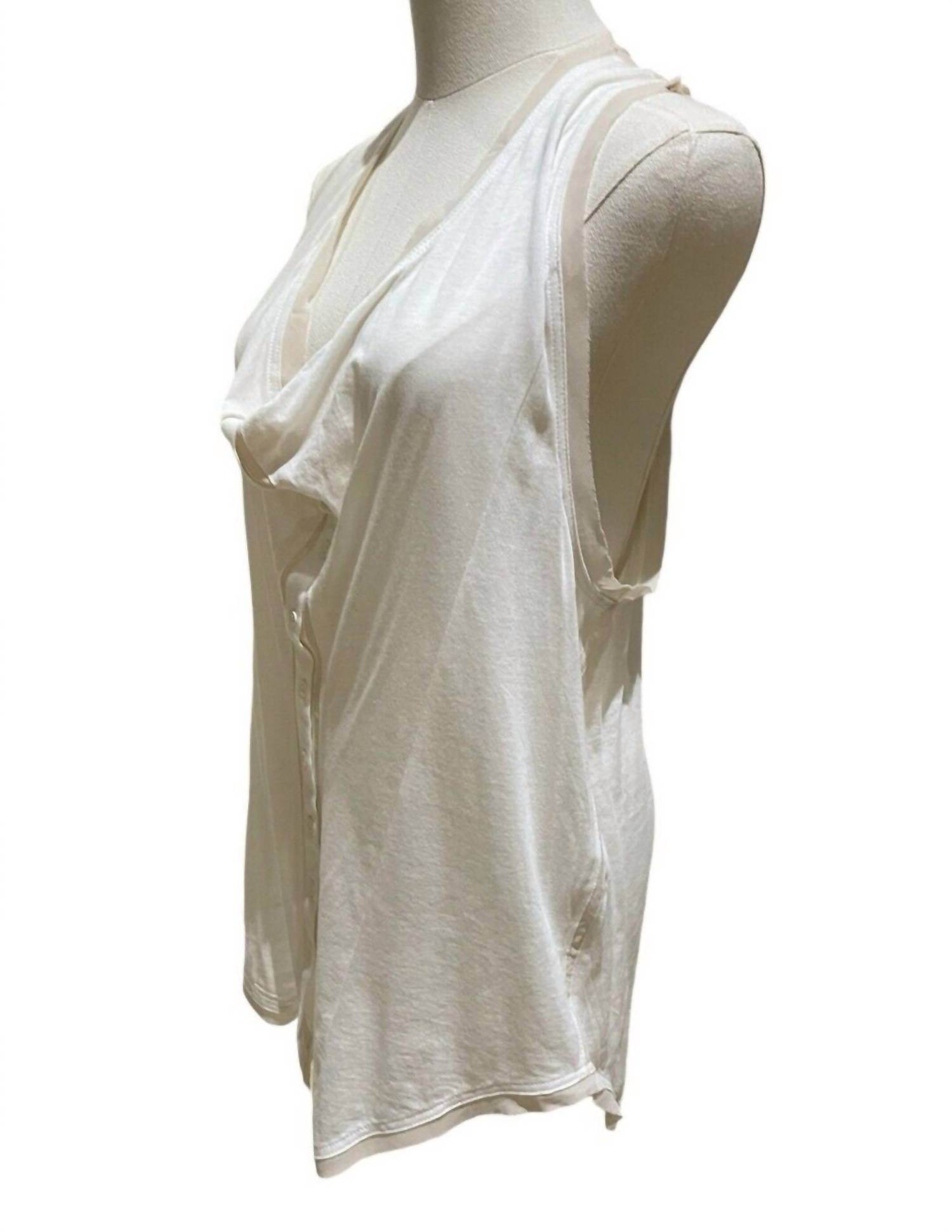 MM Couture - Women's Cotton Oversized Slouch Chiffon Trim Tank Top - Rack Hunt -