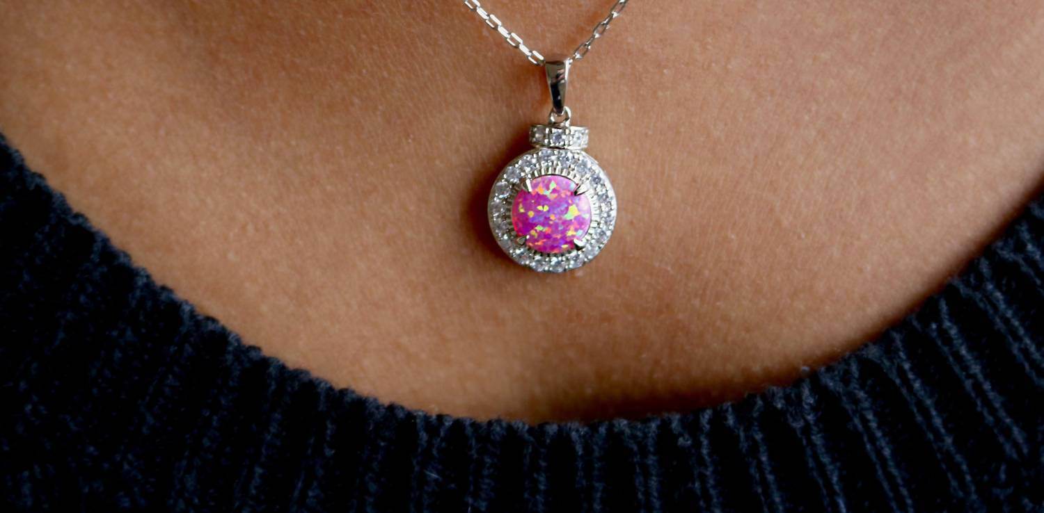 Allyanna Gifts - Women's Sterling Silver Circle Opal Necklace - Rack Hunt -