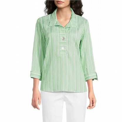 3/4 Sleeve Button Front Placket Shirt