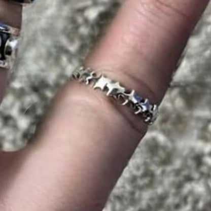 Women's Star Stamped Sterling Band Ring