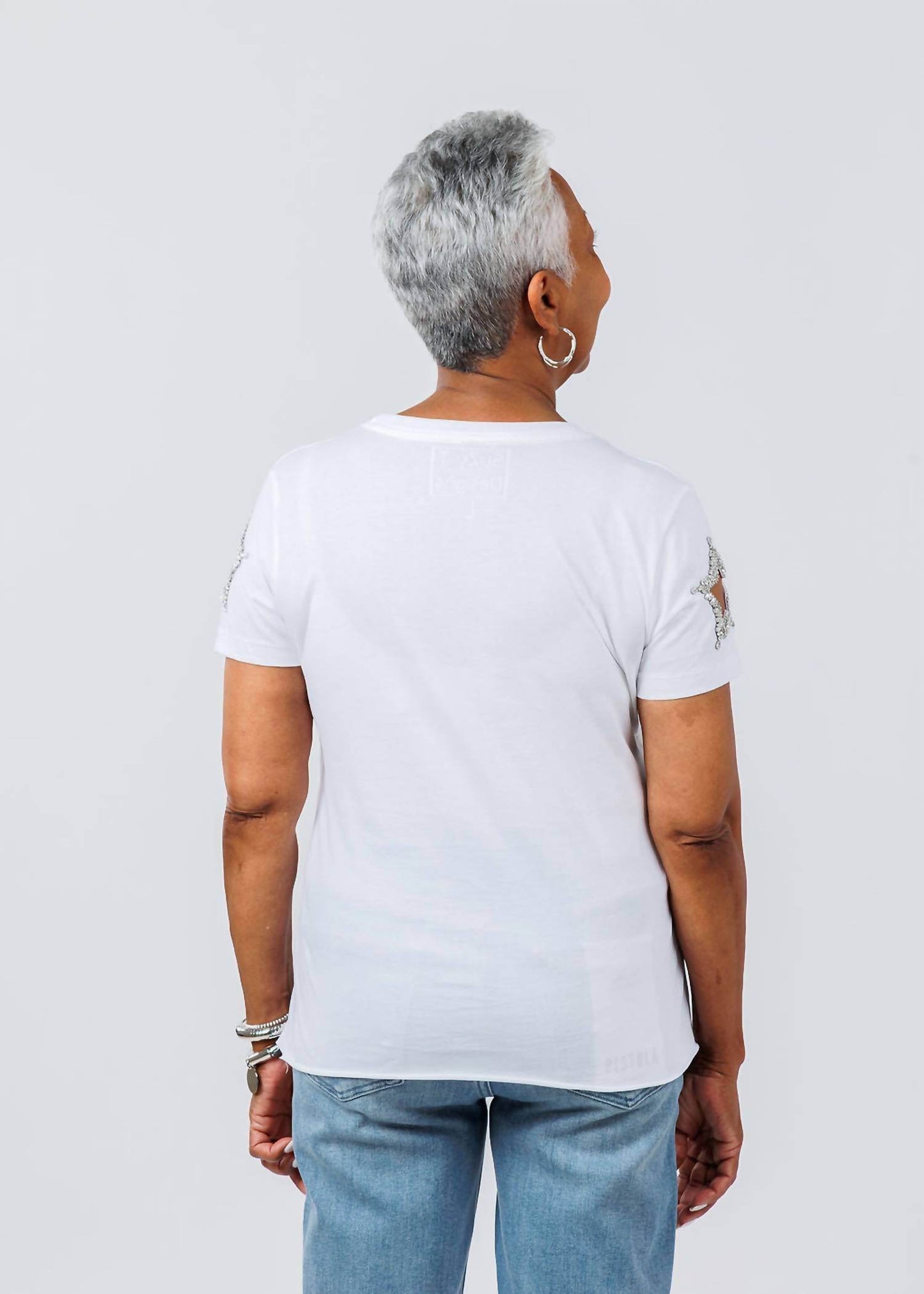 Suzy T - Women's Stars Cut Out Sleeve Top - Rack Hunt -