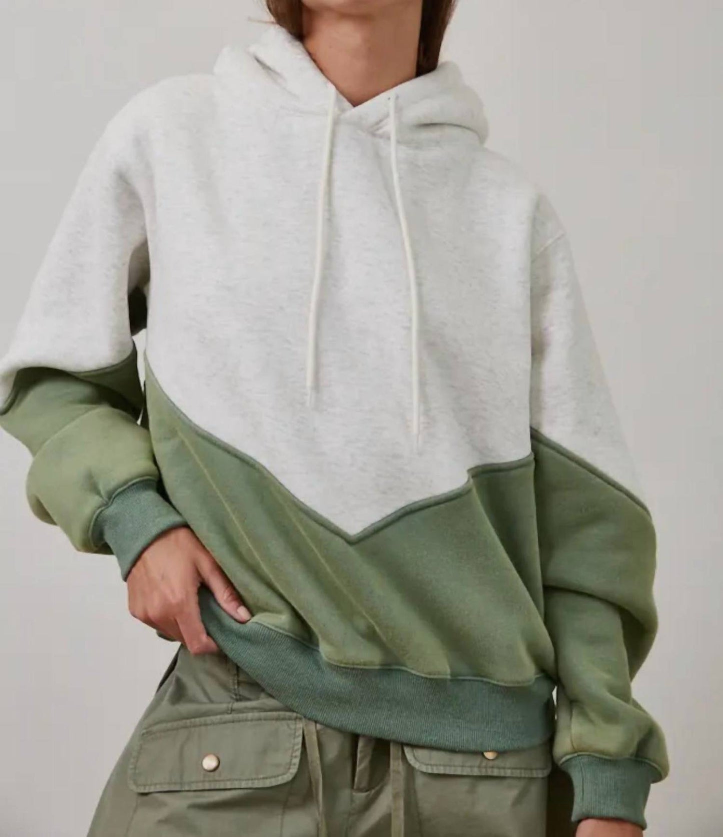 Two Tone Color Block Soft Fleece Hoodie
