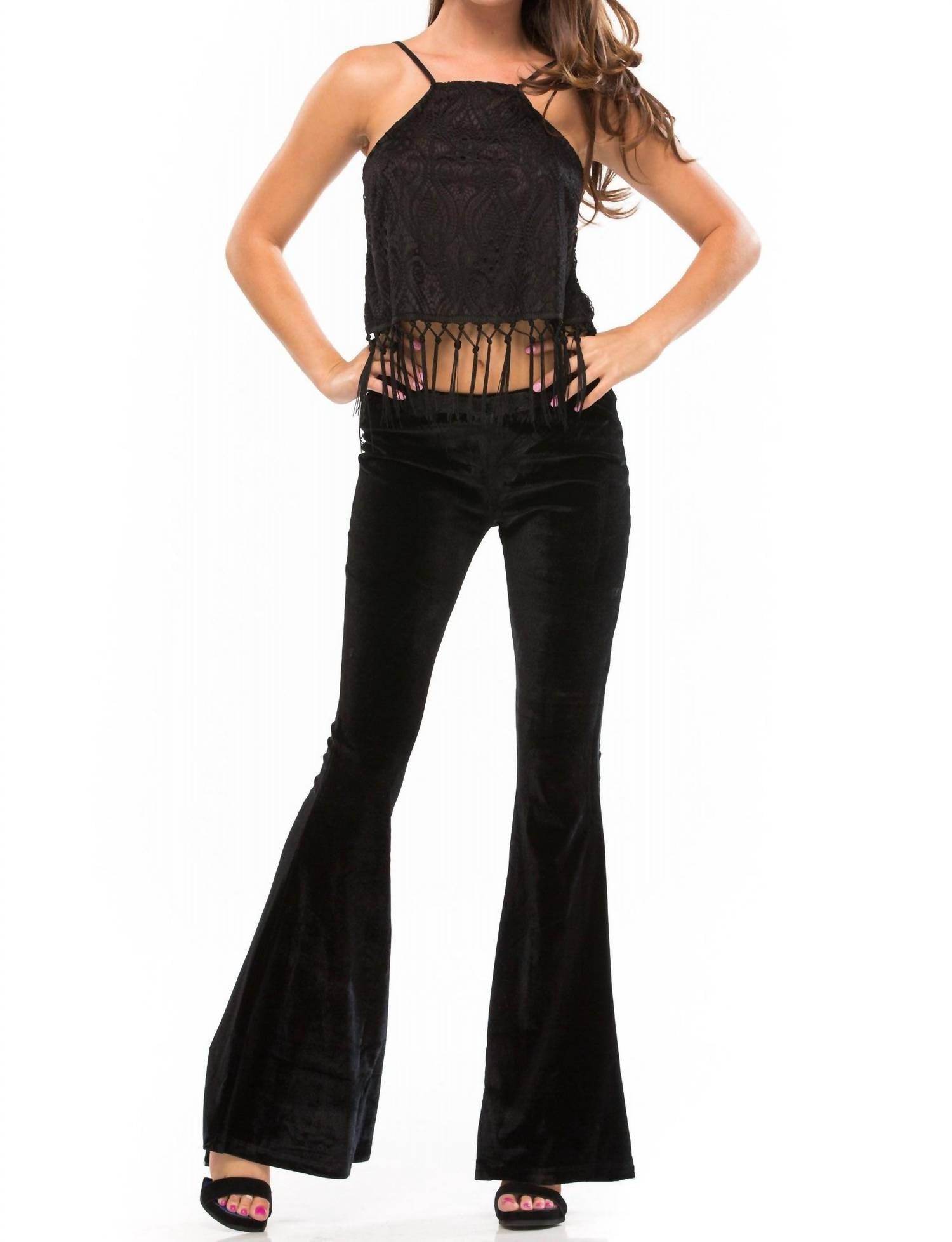WYLDR - Amina Velvet Flare Pant - Rack Hunt -