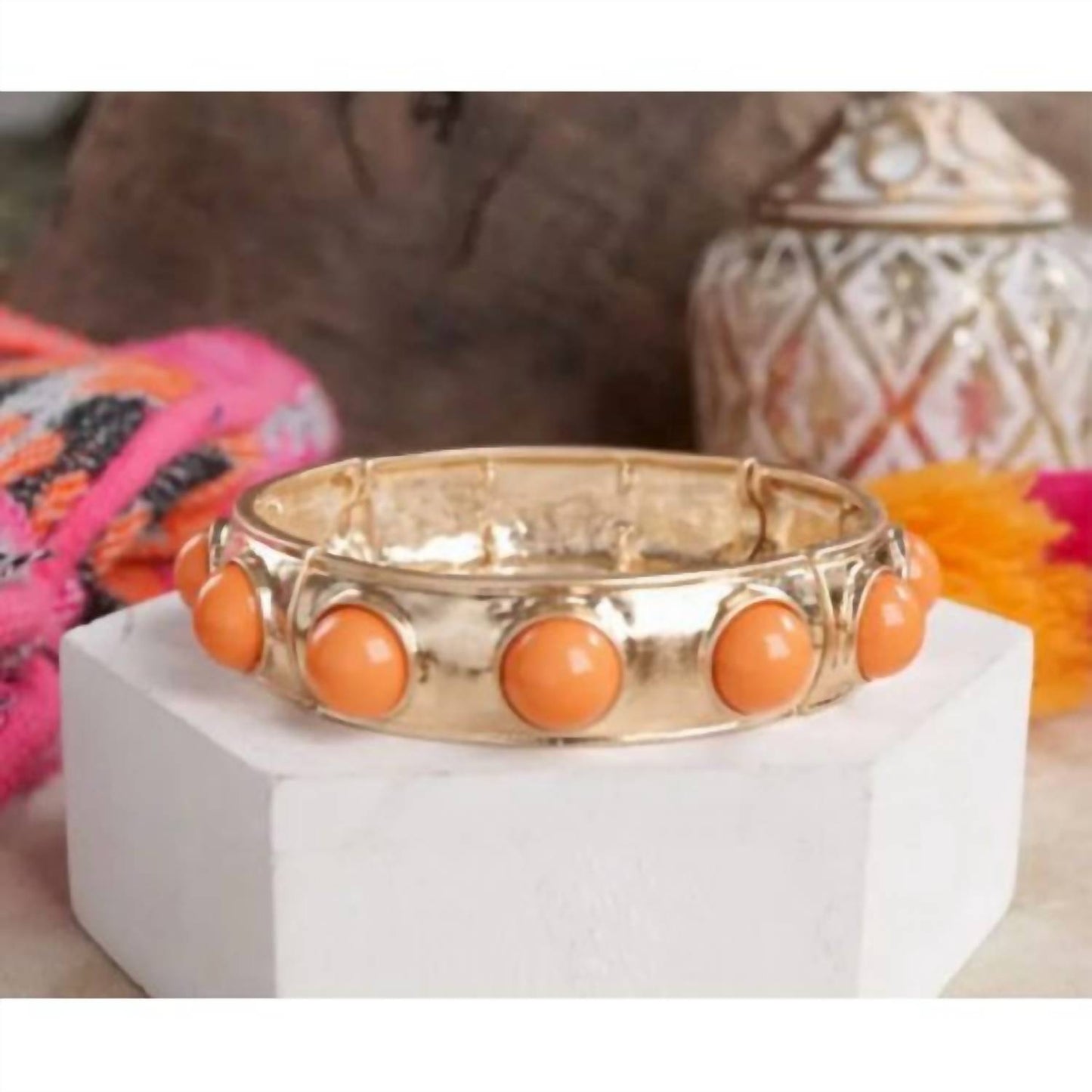 Women's Eternity Cabochon Statement Stretch Bangle