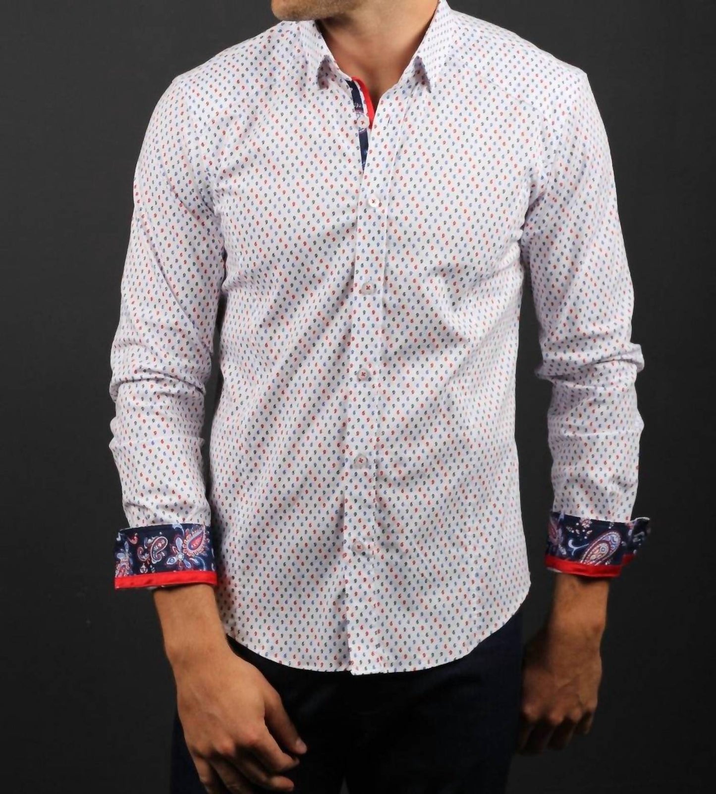Button Down Shirt With Paisley Trim