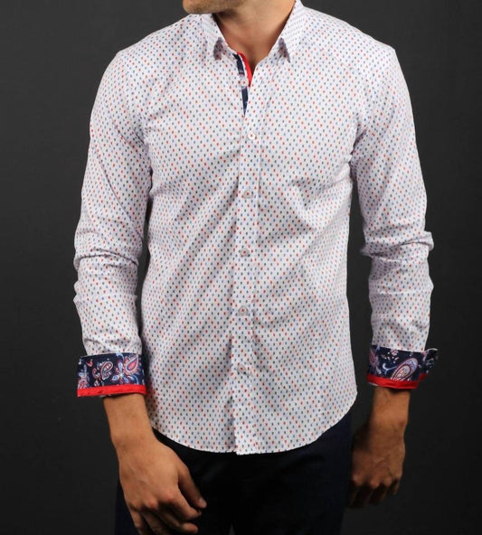 Button Down Shirt With Paisley Trim