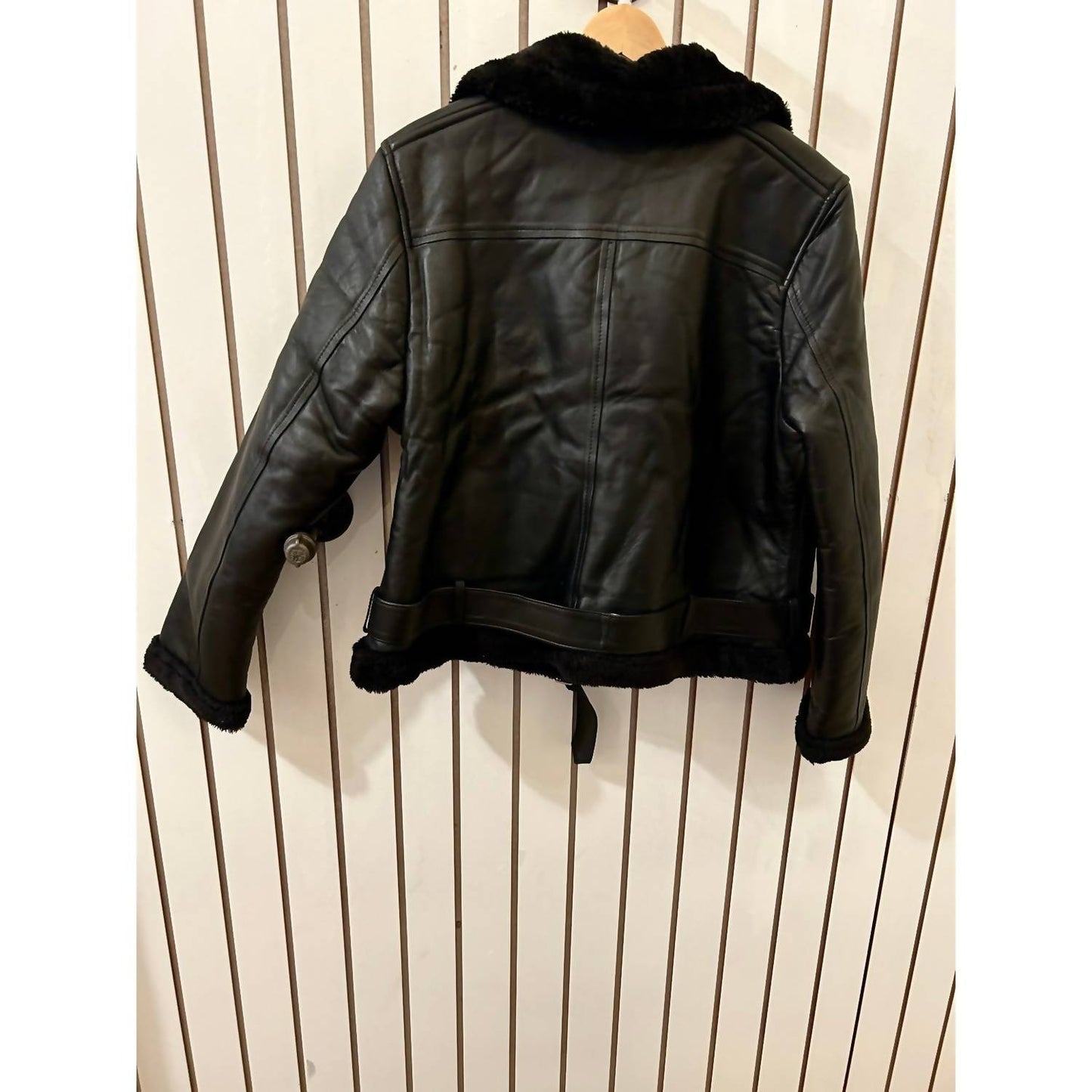 Asymmetrical Shearling Leather Jacket