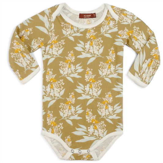 Kid's Floral Organic Cotton Long Sleeve One Piece