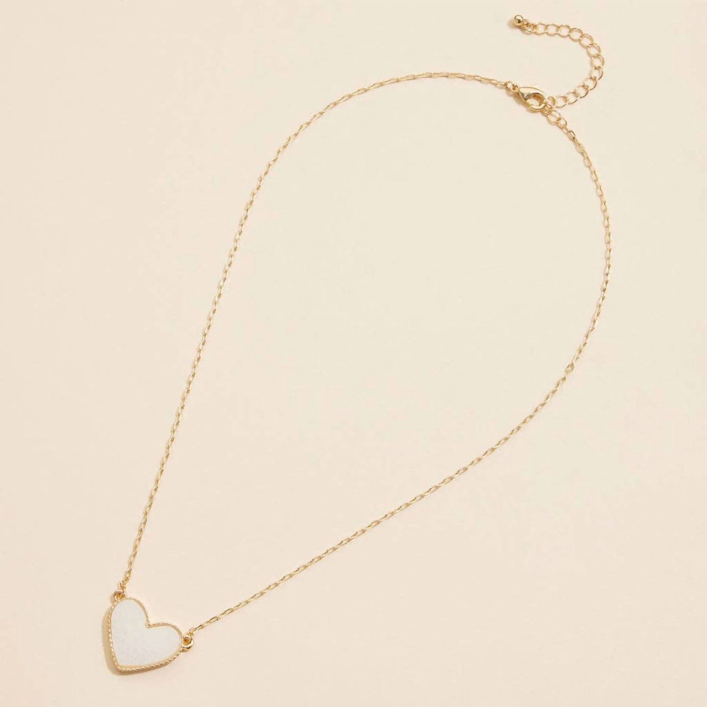 Women's Heart Druzy Stone Charm Short Necklace