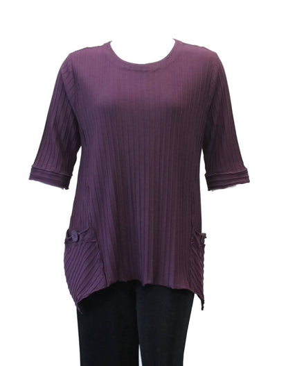 Women's Asymmetrical Textured Rib Knit Cotton Top