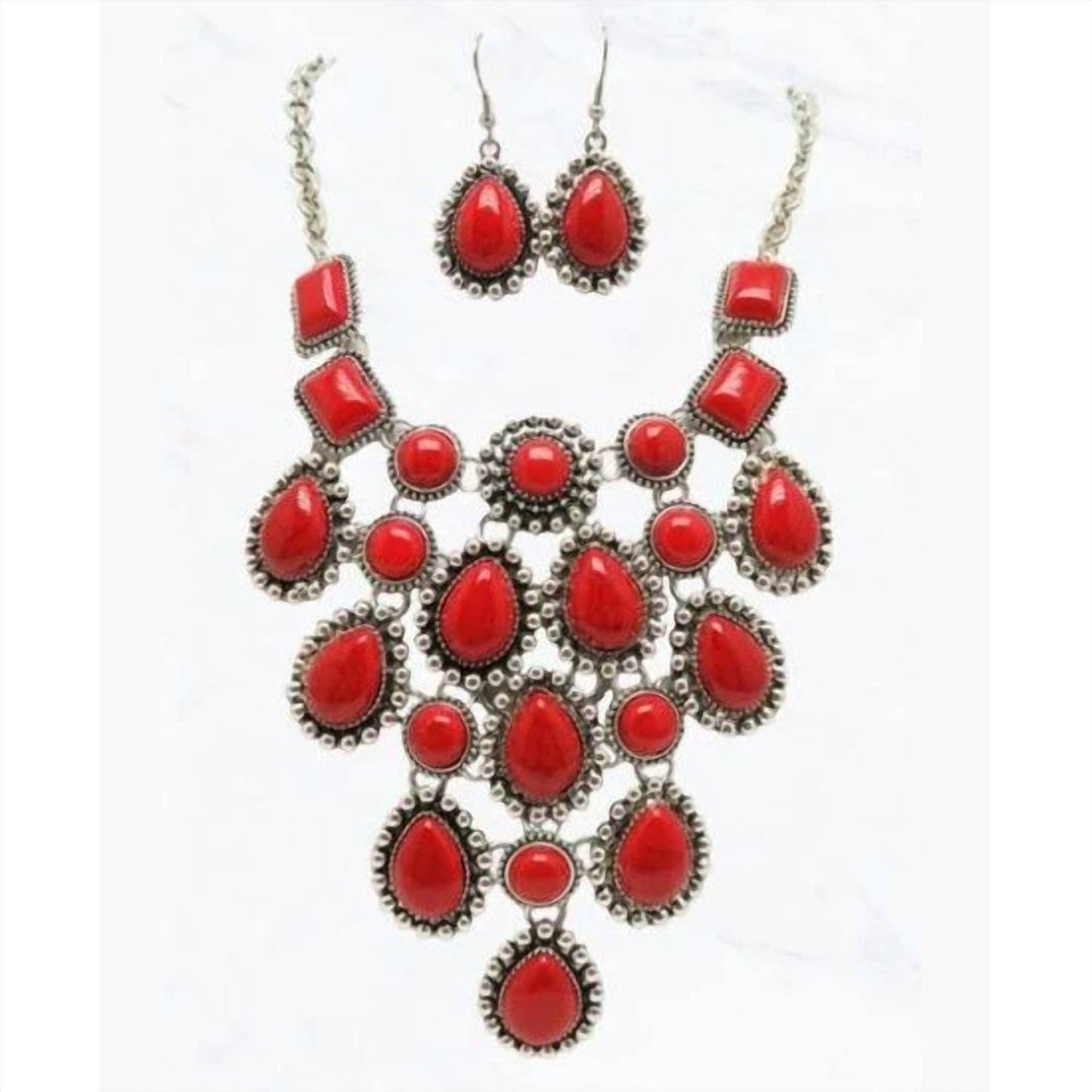 Women's Stone Statement Necklace & Earring Set