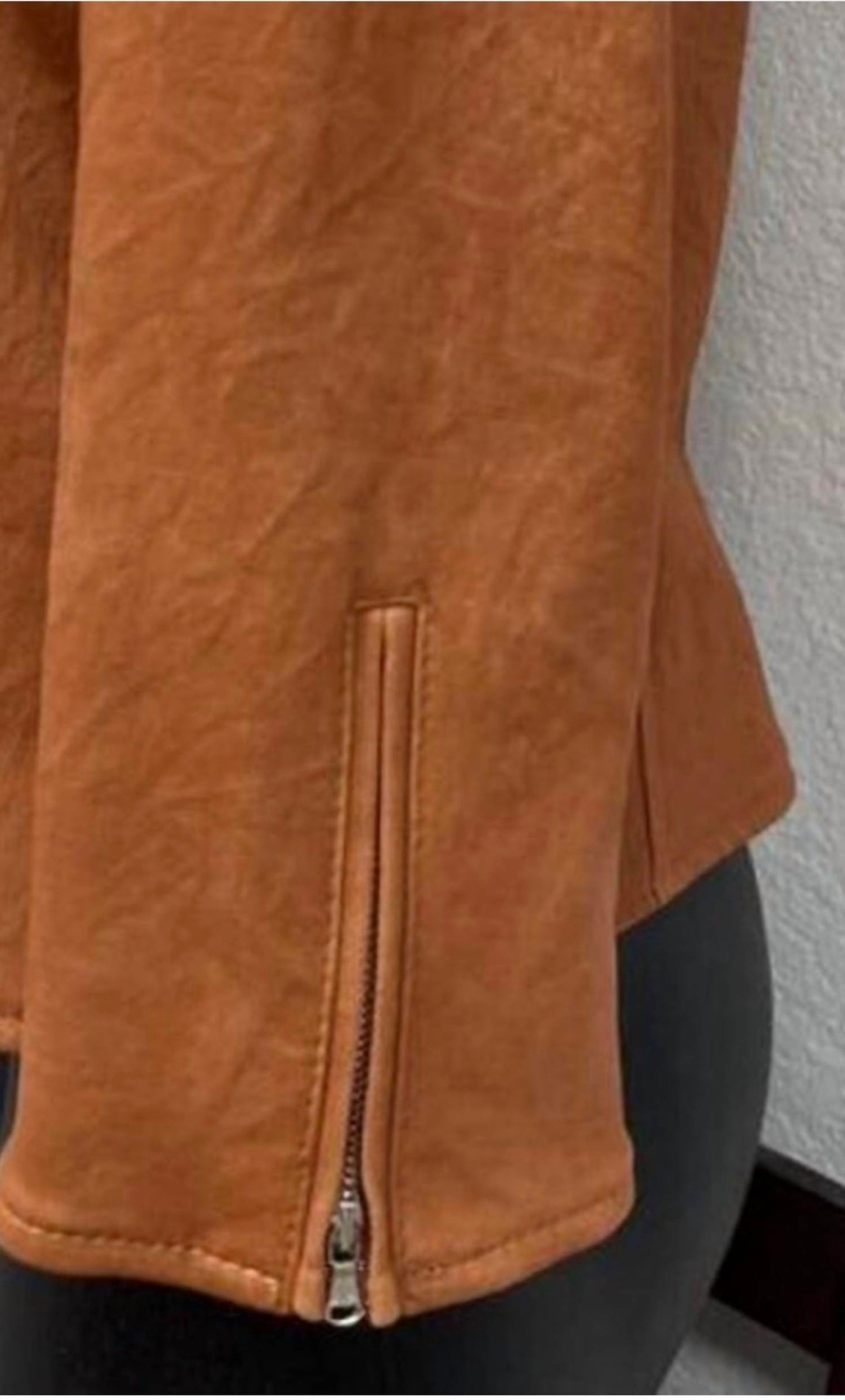 Zip Sleeve Moto Cross Leather Jacket
