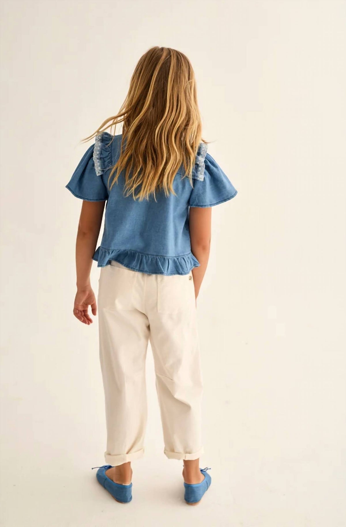 Girls Chambray Denim Blouse