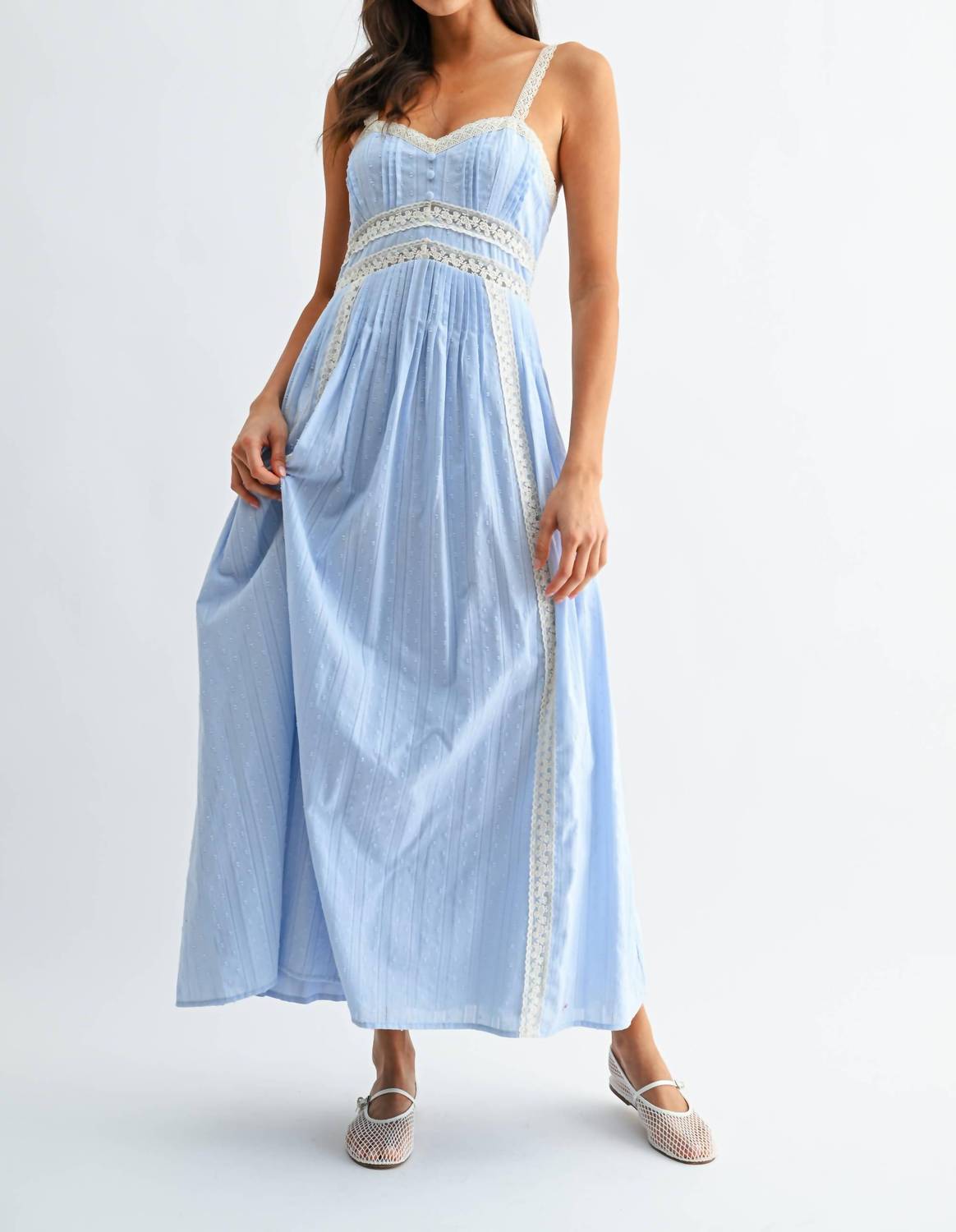 Breezy Lace Trim Maxi Sundress