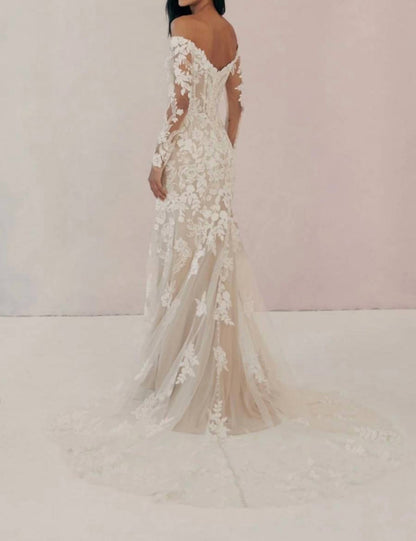 Floral Lace Appliques Romantic Bridal Dress