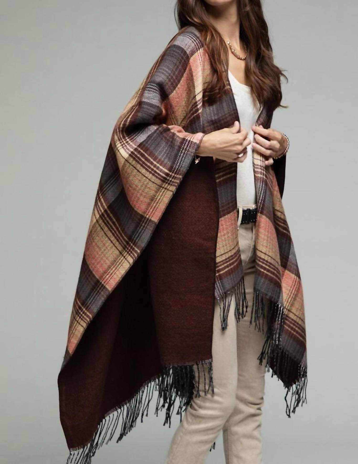 Ruggie - Tassel Checked Poncho - Rack Hunt -