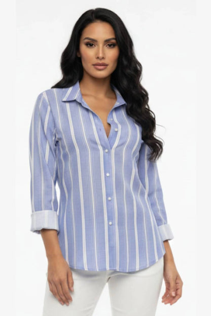 Collared Striped Button-down Shirt