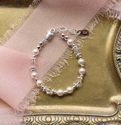 Cherished Moments - Baby Girls Hope Pearl And Sterling Silver Bracelet - Rack Hunt