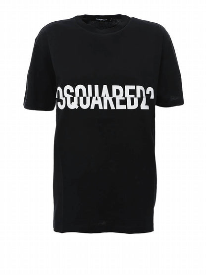 Women's Staggered Logo Print Cotton T-shirt