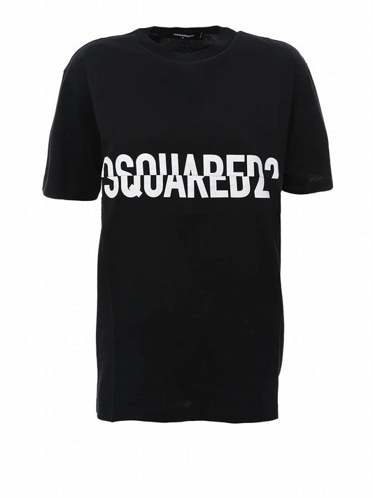 Women's Staggered Logo Print Cotton T-shirt