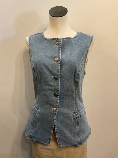 Denim Button Down Front Vest