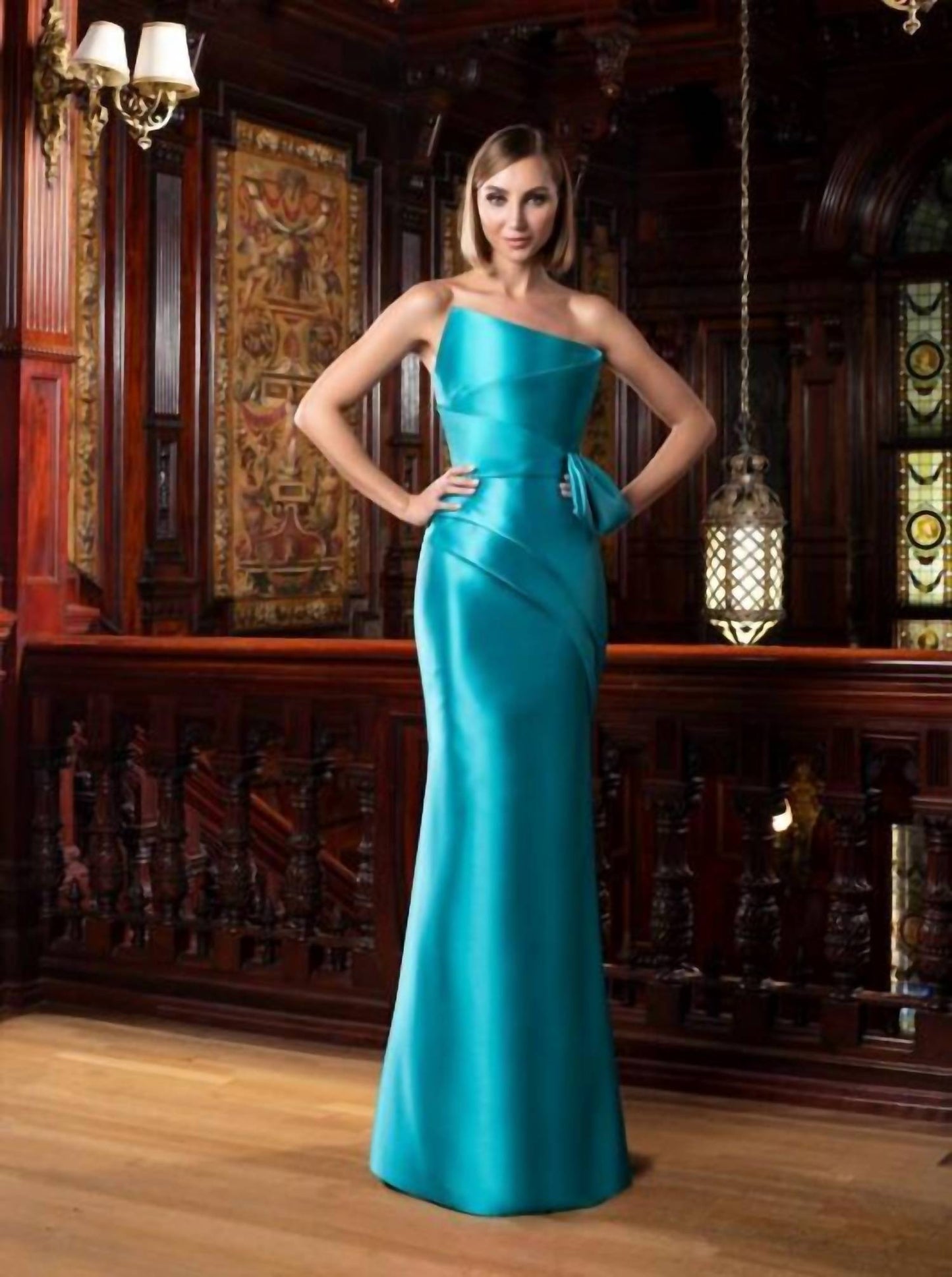 Pleated Bodice Strapless Dress
