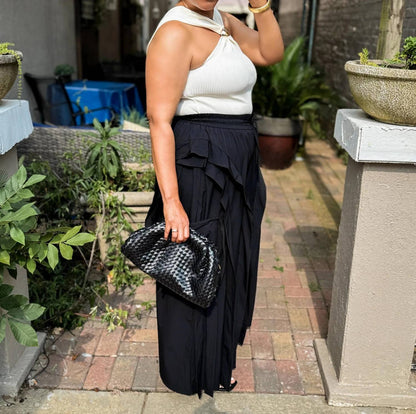 Ruffle Cargo Wide-leg Pants
