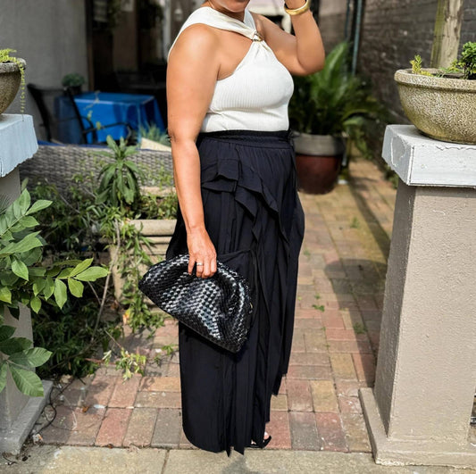 Ruffle Cargo Wide-leg Pants