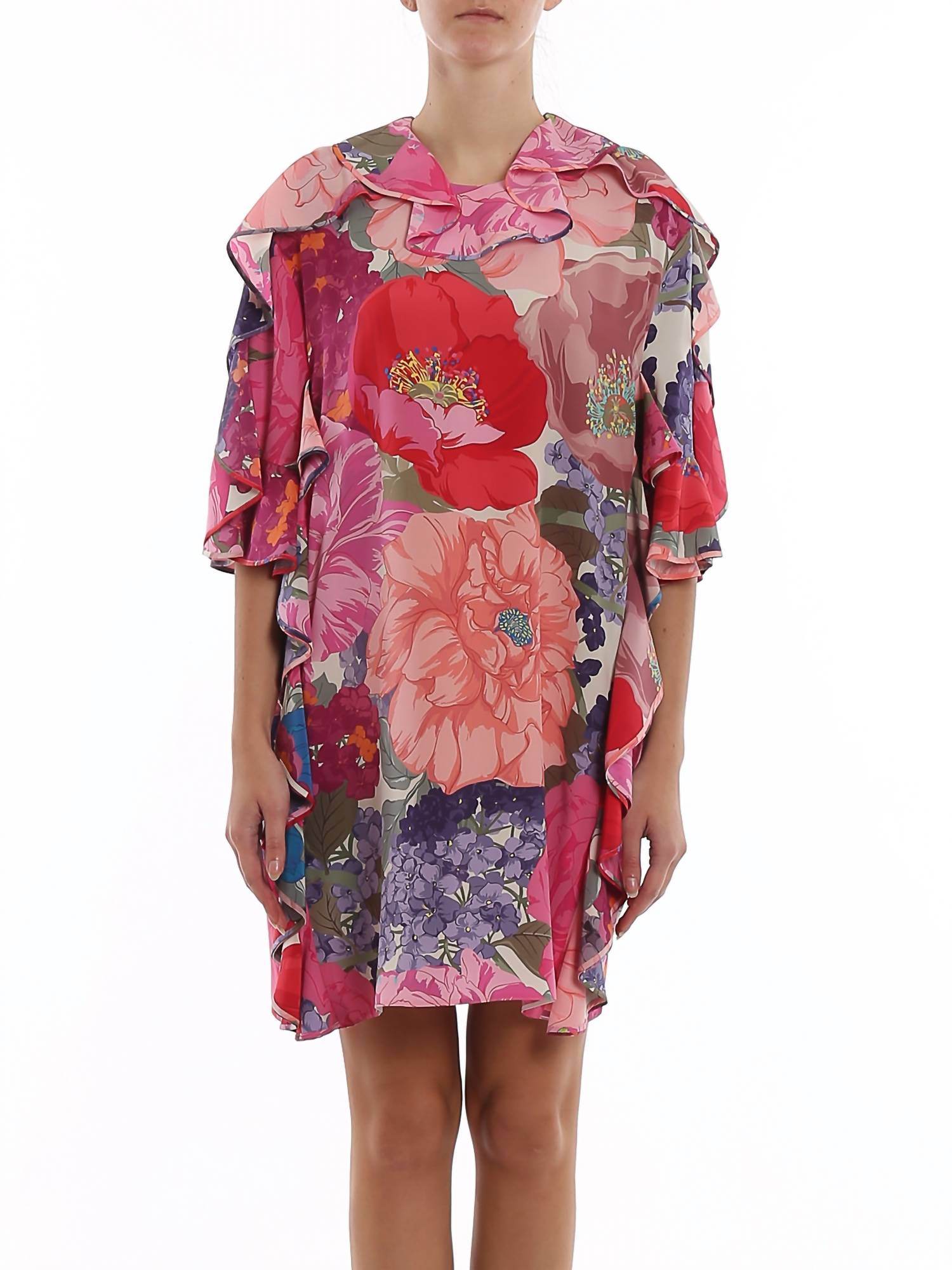 Valentino - Floral Silk Flounced Dress - Rack Hunt