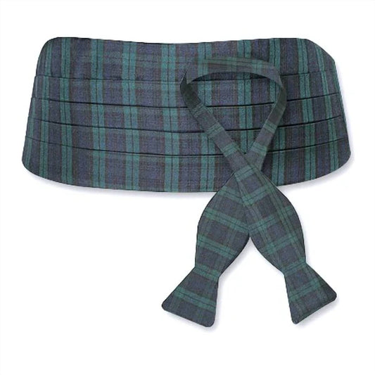 Men's Watch Tartan Silk Jacquard Cummerbund And Bow Tie Set