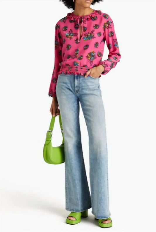 RED VALENTINO - Women's Ruffle-trimmed Floral-print Blouse - Rack Hunt