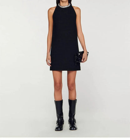 Sandro - Sleeveless Embellished Collar Cotton Mini Dress - Rack Hunt