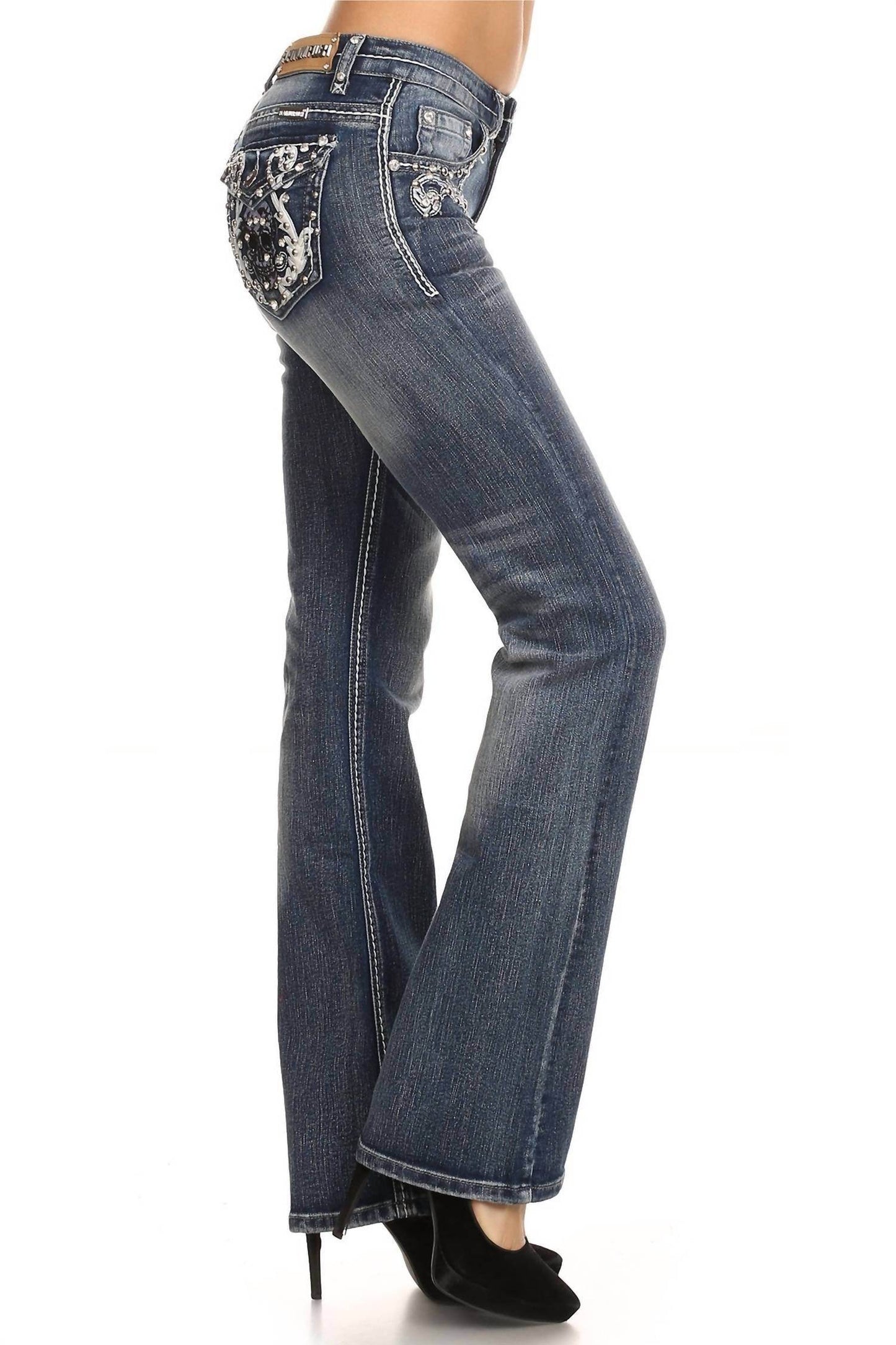 Bus Stop - Naughty Denim with Skull Pockets - Rack Hunt -