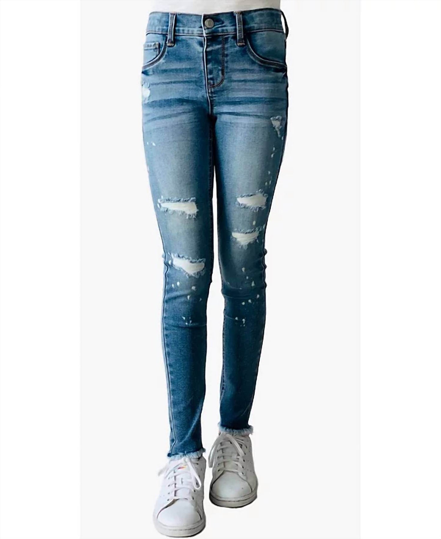 Imperial Star - Big Girls Destructed Paint Splattered Skinny Jeans - Rack Hunt -