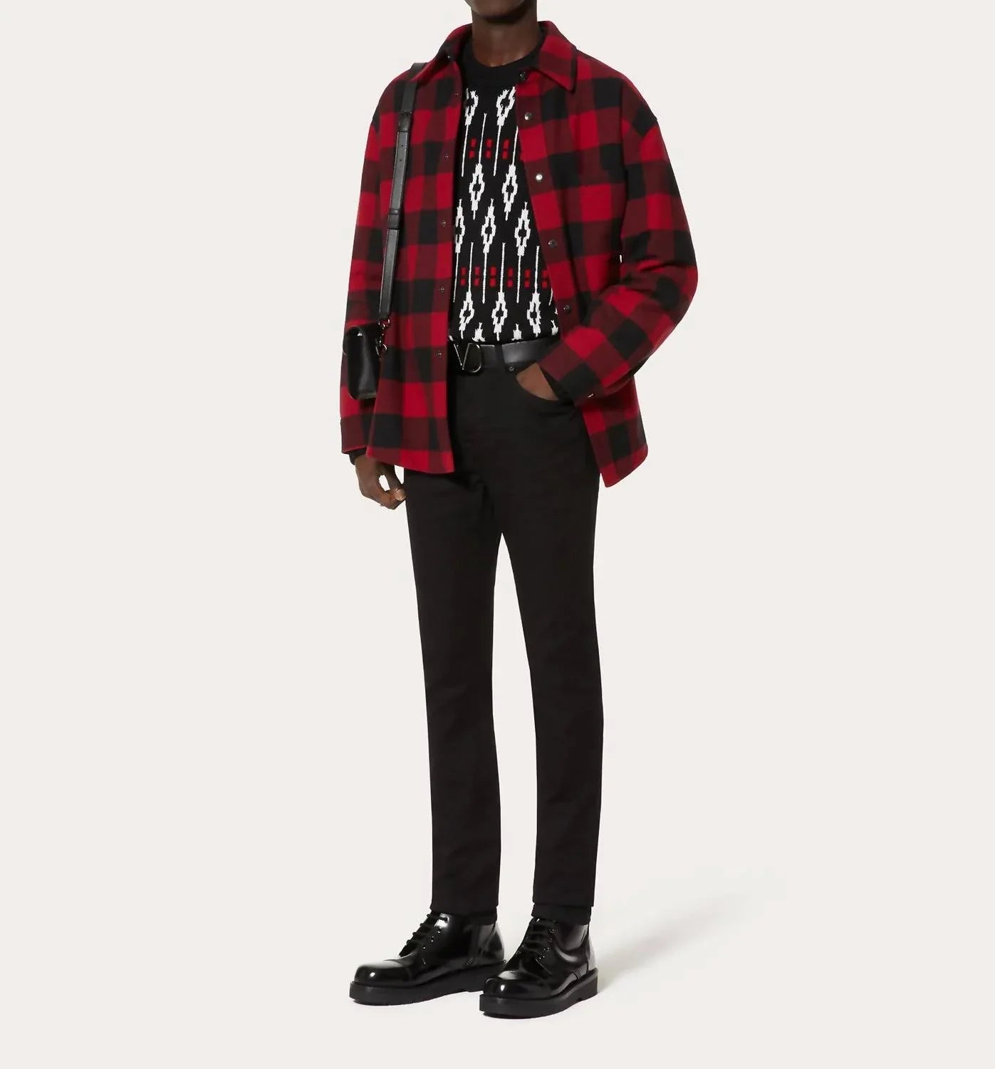 Valentino - Geometric Pattern Crew Neck Sweater - side view - Rack Hunt