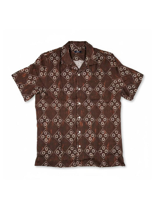 Men's Short Sleeve Linen Camp Collar Shirt