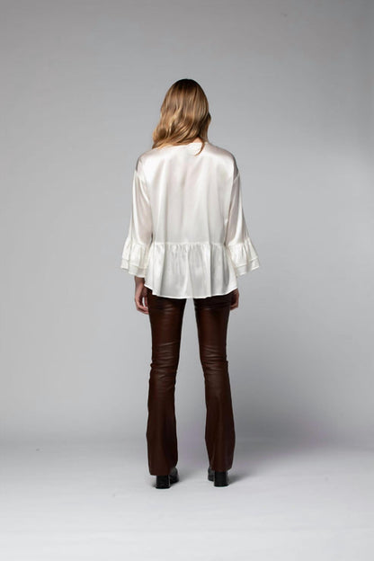 Beyina Lambskin Leather Flare Pant