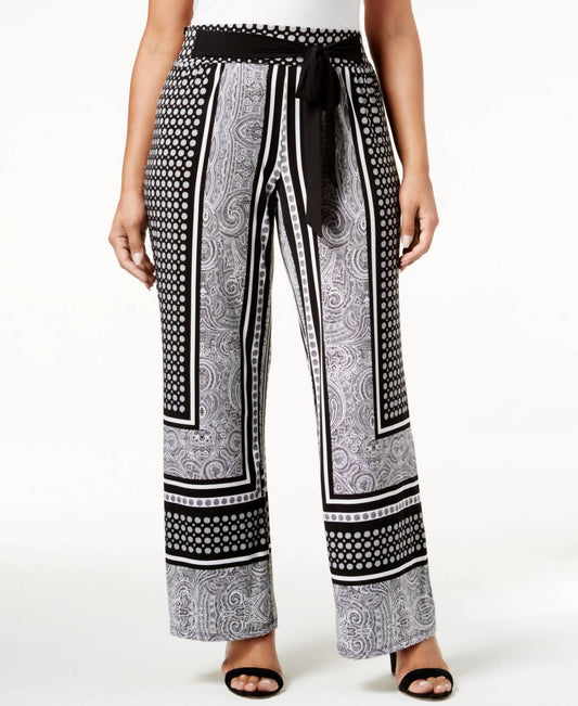 Women's Tie Waist Palazzo Pants - Plus