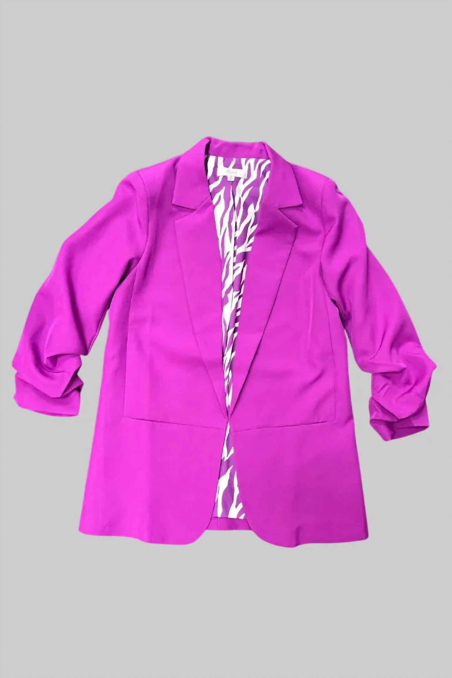 Solid Ruched Sleeve Blazer