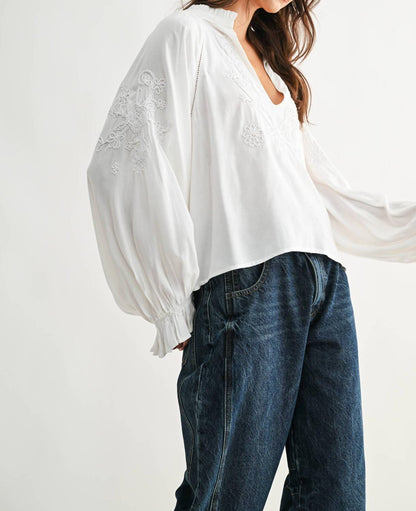 Boho-Chic Embroidered Blouse