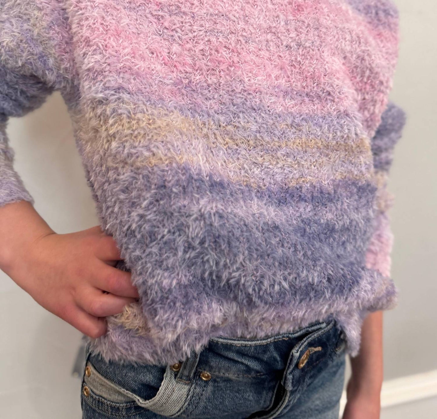 Plush Knit Sweater With Scarf