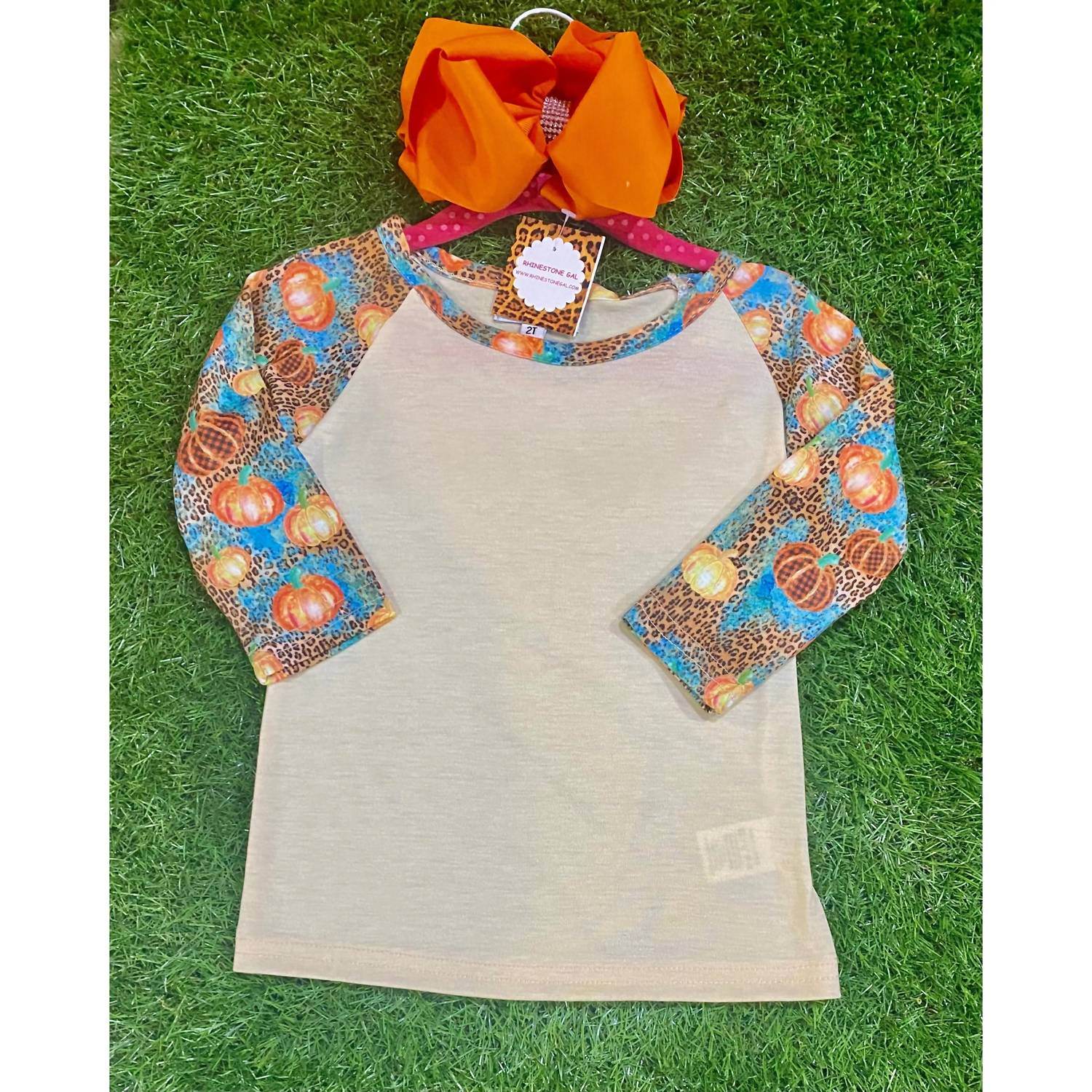 Prissy Jane - Girl's Pumpkin Raglan Top - Rack Hunt -