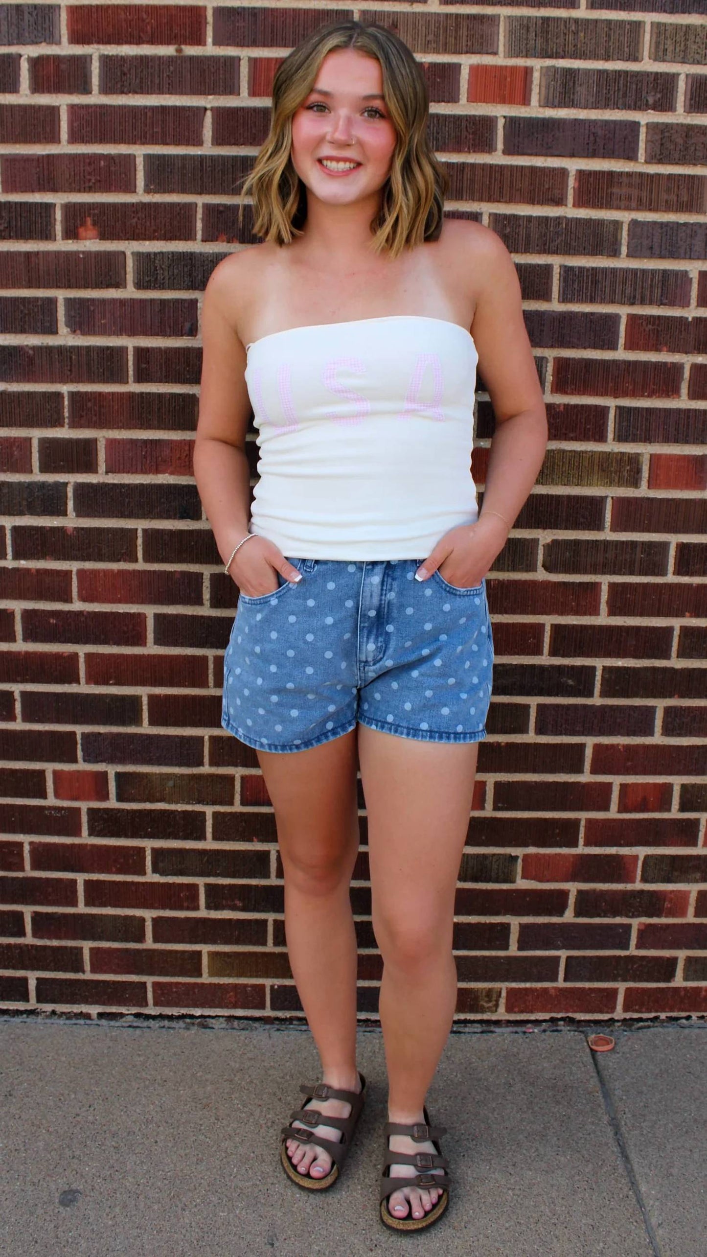 Dot Denim Shorts