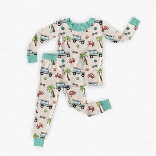 Boy's Summer Beach Truck Bamboo Two Piece Set