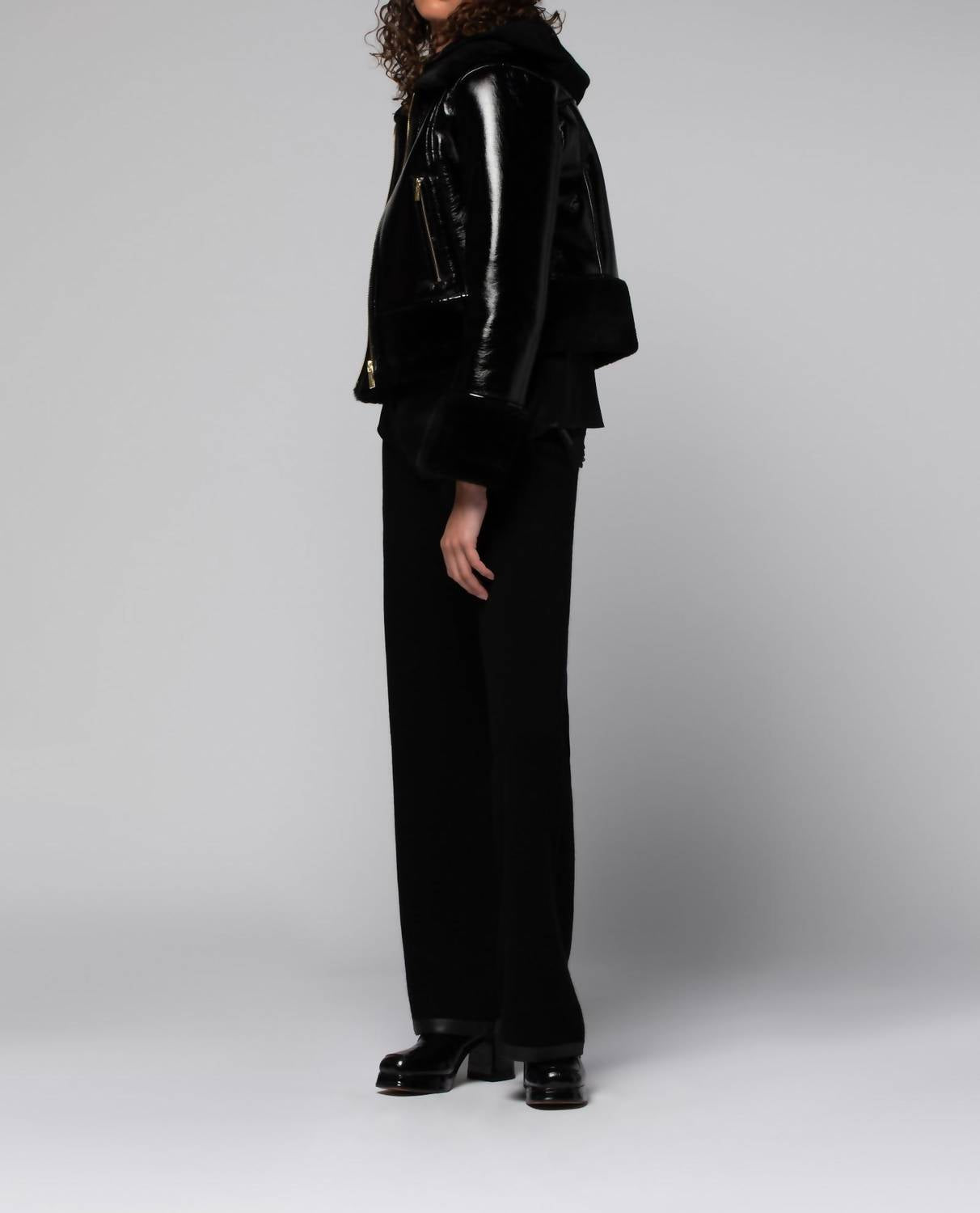 Vinta Vinyl Jacket With Faux Fur Trims