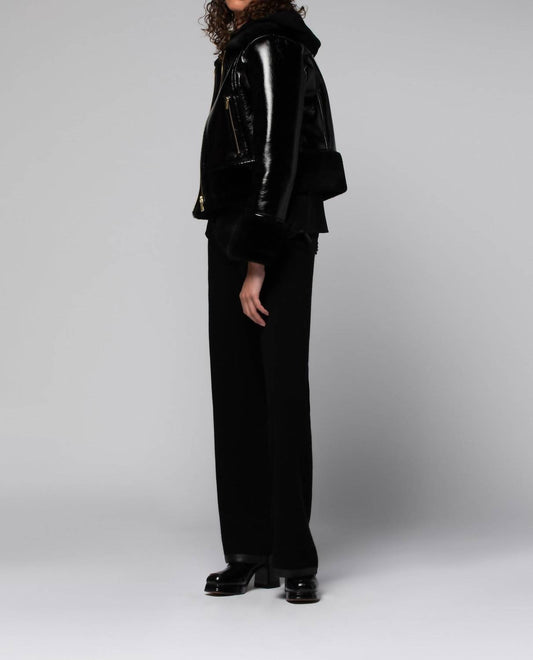 Vinta Vinyl Jacket With Faux Fur Trims