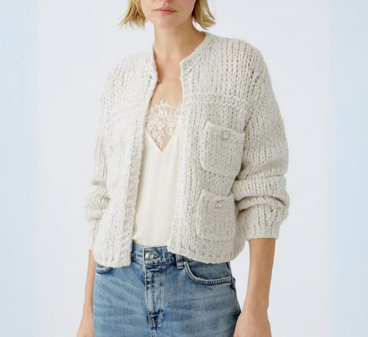 Wool Knit Jewel Buttons Cardigan